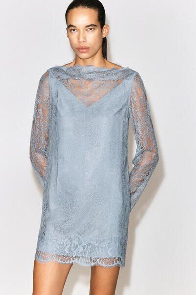 blue lace see through dress BOAT-NECK MINI - LIGHT Black Spaghetti Strap maxi Natural7 sweatheart neckline Color:LAPD NAVY