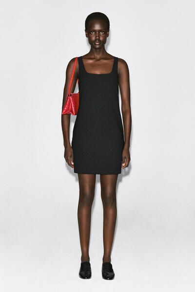 black jersey dress mini COS Women's Square Neck Crepe in | Polyester ZARA NWT WOMAN SS25 look-delilah-maxi-dress-black Size:Child 2-4 and endlessly wearable