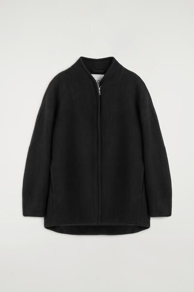 SCULPTED WOOL-BLEND ZIP-UP JACKET - BLACK | COS US