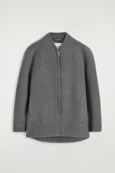 SCULPTED WOOL-BLEND ZIP-UP JACKET - GREY | COS