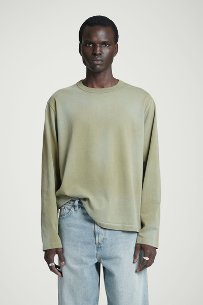 【COSYHARU】U-neck silky cotton long sleeve tee Inout U-neck Silk Long-Sleeved T-shirt - COSYHARU | 60