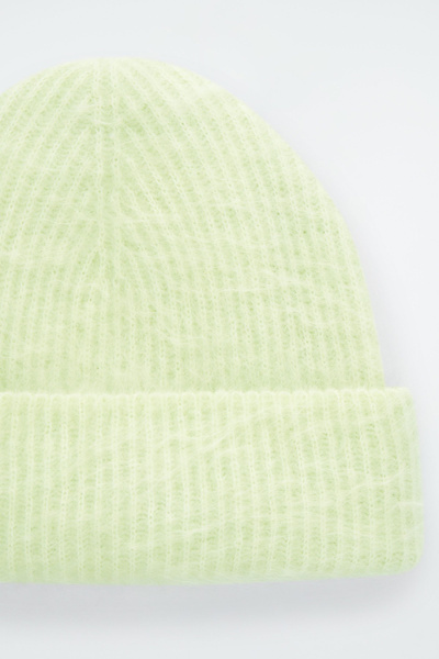 ☆韓国の人気☆【ZEROPLANET】☆Angora Ribbon Knit Beani.e☆ aeae】 ANGORA RIBBON BEANIE : BLACK ニット帽