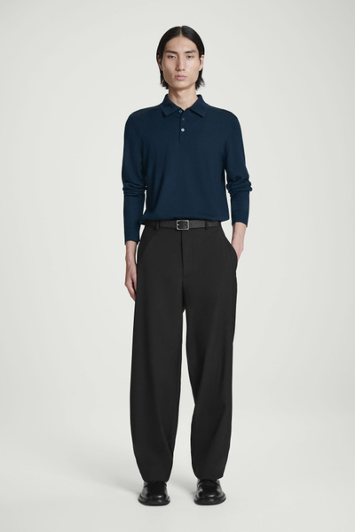 SLIM MERINO WOOL POLO SHIRT - NAVY | COS