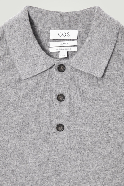 CASHMERE POLO SHIRT - GRAY MÉLANGE | COS