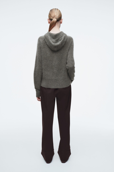 BRUSHED-CASHMERE HOODIE - GREEN-GREY | COS