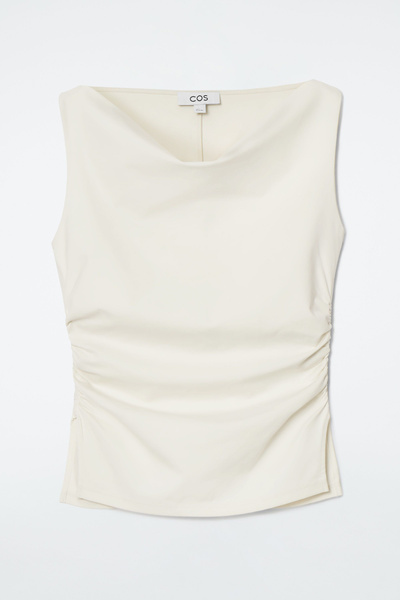 売れ筋商品|||カルバンクライン カットソー トップス レディース Petite Cowlneck Sleeveless Top White COWL-NECK GATHERED SLEEVELESS TOP - WHITE | COS
