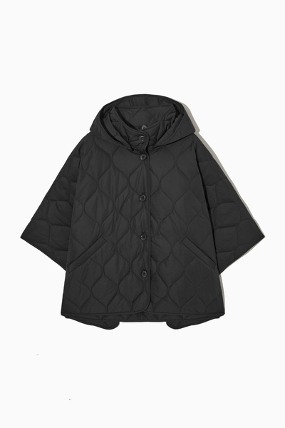 ジャケット・アウター cos SHOTO PADDED HOODED CAPE SHORT PADDED HOODED CAPE - BLACK | COS