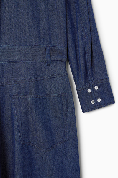 cos denim midi shirt dress DENIM MIDI SHIRT DRESS - DARK INDIGO