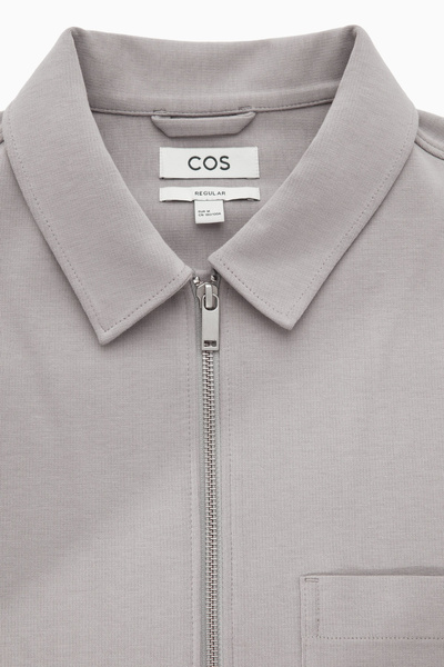 COTTON-JERSEY ZIP-UP JACKET - GREY | COS