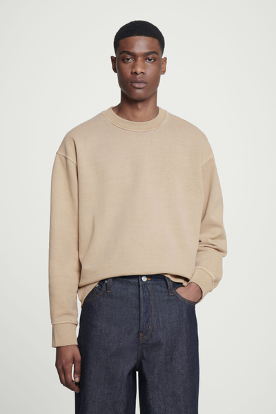 スウェット・トレーナー Stone  Beige Cotton Sweatshirt Stone Island Organic Cotton Garment Dyed Sweatshirt Beige