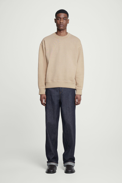 【関税&送料込】Hugo Beige Cotton Sweatshirt HUGO logo-rubberised Cotton Sweatshirt | Neutrals | FARFETCH