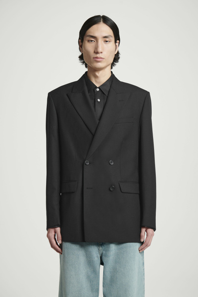ジャケット Double Breasted Wool Blazer Men Slim Wool Suit Blazer Double Breasted Jacket Regular Fit