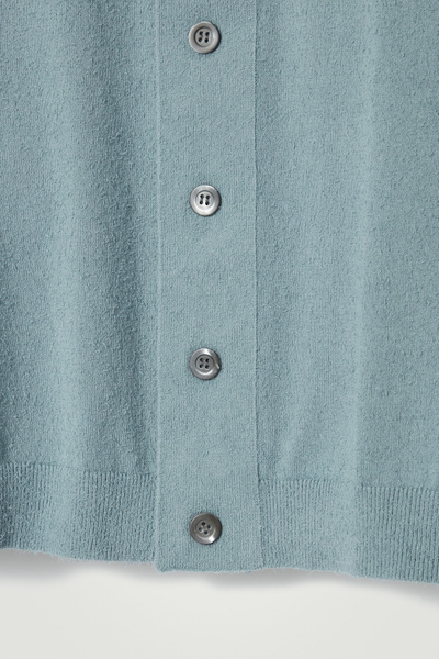 トップス CTC STORE ONE BUTTON WOOL KNIT RELAXED TEXTURED-KNIT COTTON OVERSHIRT - TURQUOISE | COS