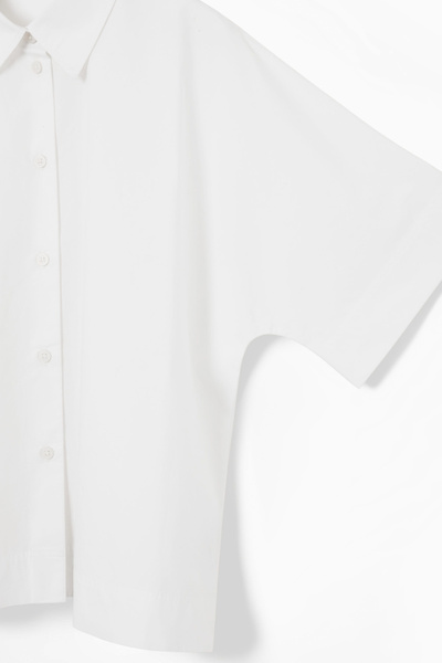 BOXY SHORT-SLEEVED POPLIN SHIRT - WHITE | COS