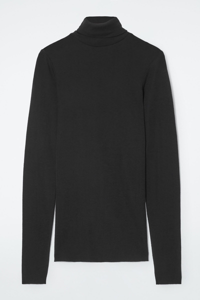 MERINO WOOL TURTLENECK TOP - BLACK | COS