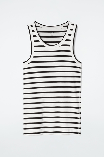 RIBBED TANK TOP - BLACK / WHITE / STRIPED | COS