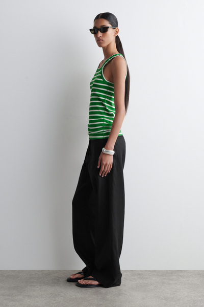 RIBBED TANK TOP - GREEN / WHITE / STRIPED | COS