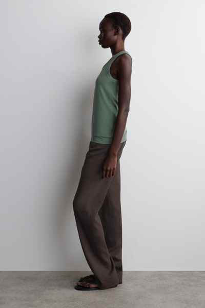 KOCH 売れ筋商品|||コッホ Tシャツ トップス レディース Tops Green RIBBED TANK TOP - MOSS GREEN | COS