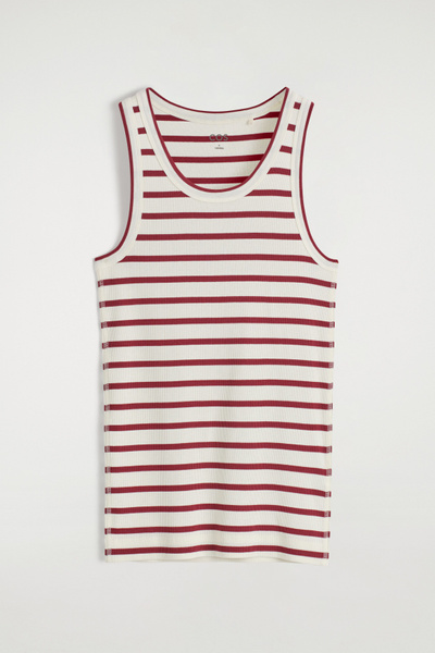 売れ筋商品|||ティー・タハリ カットソー トップス レディース Women's Colorblock Ribbed Sleeveless Top Apple Red/white 4291_bfc24a381a_d7e7954f224814