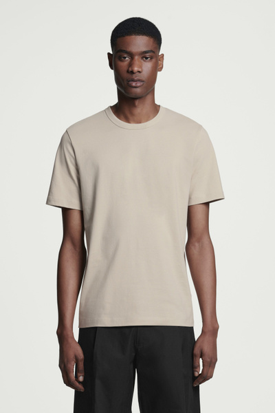 REGULAR BRUSHED-COTTON T-SHIRT - BEIGE | COS