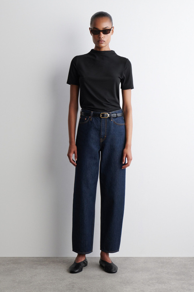 DENIM MOCK NECK H/S TEE / INDIGO Lサイズ INDIGO + JAPANESE INK ASYMMETRIC CAMISOLE BLOUSE – THE SHOP