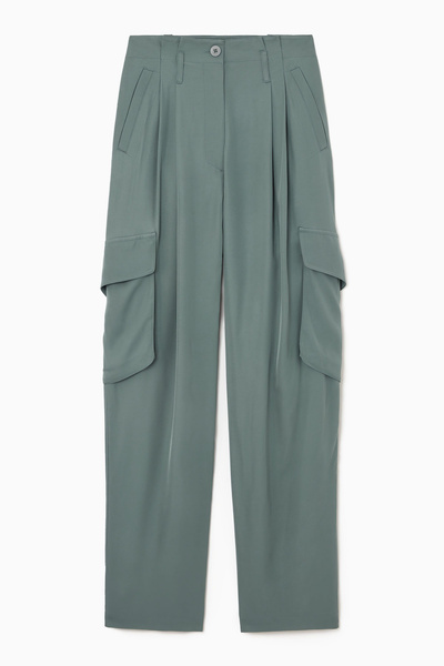 【BAON】Kak Summer Banding Wide Pants Breanna Organic Cotton Straight Crop Trousers - Light Khaki