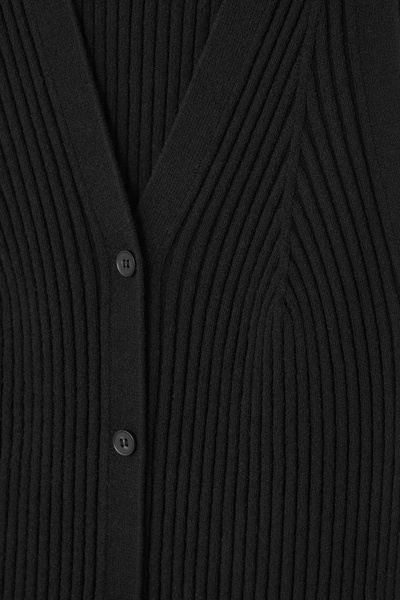 cos buttoned rib-knit maxi dress BUTTONED RIB-KNIT MAXI DRESS - BLACK