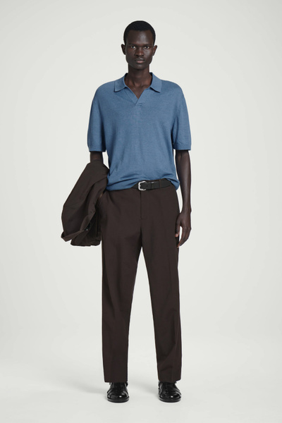 KNITTED LINEN POLO SHIRT - BLUE | COS US