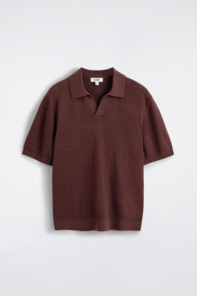 KNITTED LINEN POLO SHIRT - BROWN | COS US