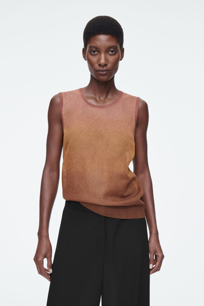 【即購入可】euw nuance knit tank-top brown nuance knit tank-top / ivory