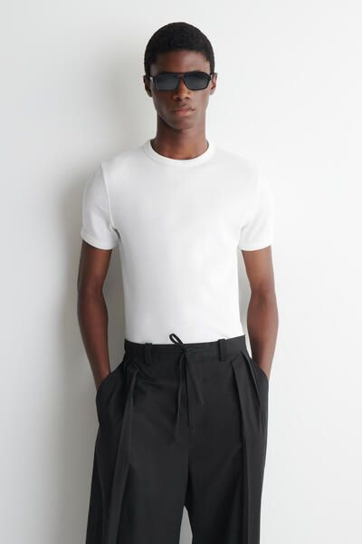 SLIM RIBBED COTTON T-SHIRT - WHITE | COS US