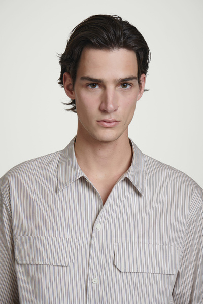 commons＆sense man ISSUE23 RELAXED FLAP-POCKET UTILITY SHIRT - MOLE / PINK / STRIPED | COS