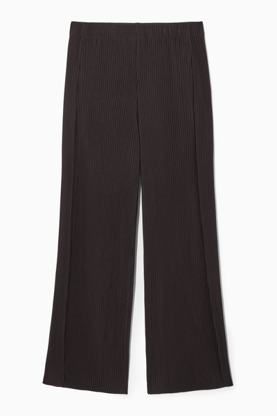 PLEATED WIDE-LEG TROUSERS - DARK BROWN | COS
