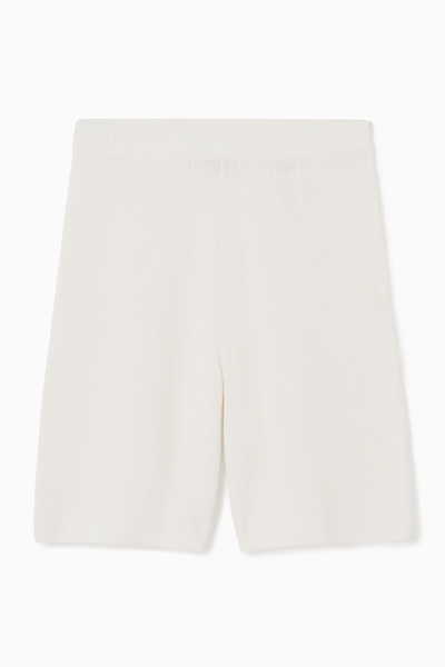 パンツ BOKASHI KNIT SHORTS RIBBED-KNIT BERMUDA SHORTS - WHITE | COS