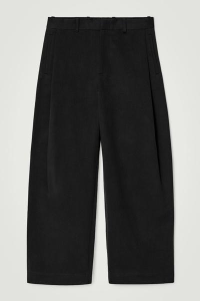 PLEATED COTTON WIDE-LEG PANTS - BLACK | COS