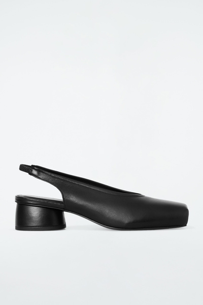 ohotoro Square Ballet Pumps（24cm） Black Pu Asymmetric Square Toe Ballet Pump | Footwear