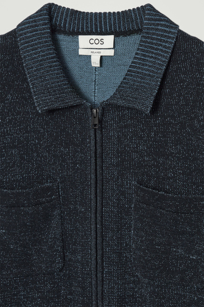 ジャケット・アウター COS TWO TONE KNITTED BOMBER JACKET RELAXED TWO-TONE KNITTED BOMBER JACKET - BLUE | COS
