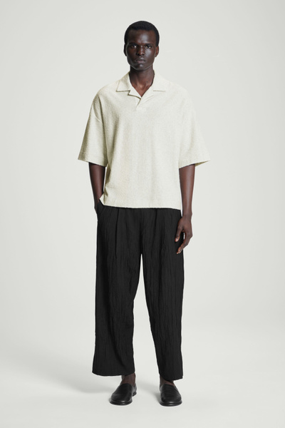 OVERSIZED BOUCLÉKNIT POLO SHIRT - LIGHT GRAY | COS