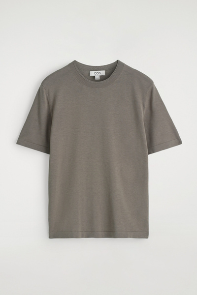 Tシャツ・カットソー SILK CASHMERE T-SHIRT SLIM KNITTED SILK T-SHIRT - GREY-BEIGE | COS