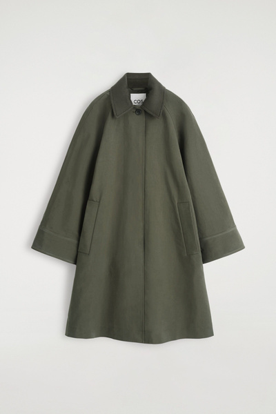 WOOL-TRIMMED CAR COAT - DARK KHAKI | COS