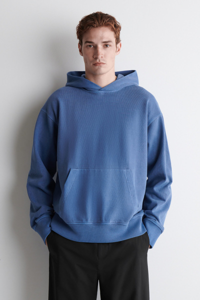 WASHED COTTON-JERSEY HOODIE - BLUE | COS