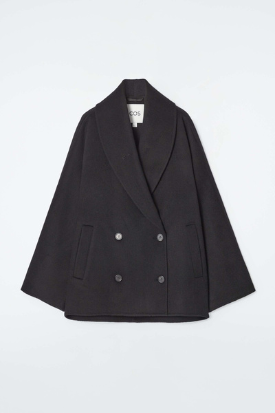 DOUBLE-FACED WOOL PEA COAT - BLACK | COS