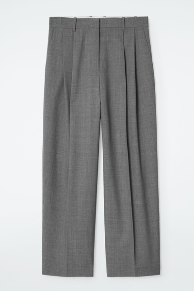 RELAXED TWILL WIDE-LEG PANTS - GRAY | COS