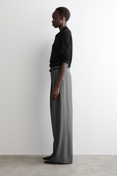 パンツ Cos wide trousers gray RELAXED TWILL WIDE-LEG PANTS - GRAY | COS US