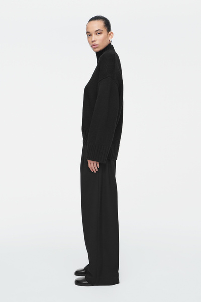 RELAXED TWILL WIDE-LEG PANTS - BLACK | COS