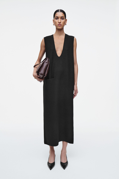 BOILED-WOOL MIDI DRESS - BLACK | COS