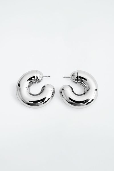 ◇HYERES LOR◇ Etrev Silver (Y) Chunky Earrings S HL2E13213Y Silver Textured Tiered Earrings