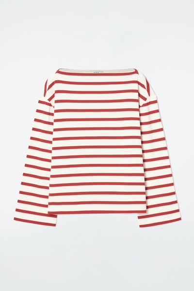 トップス lautashi Lautashi stripe knit tops red Crop Sweater in Multicolor Red for Women | La DoubleJ