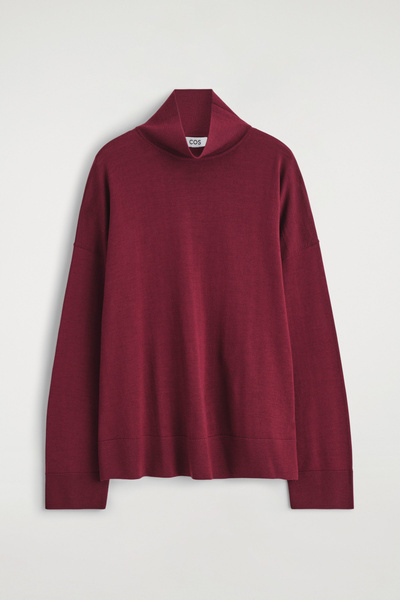 その他 TEN HIGH NECK WOOL RED L Women's Fine Knit Wool Rib Turtle Neck Jumper 19753 | MUJI