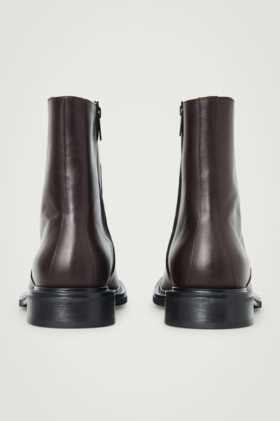 【COSYHARU】Flat square chelsea boots brown line ver Flat square chelsea boots -BROWN- - 코시하루